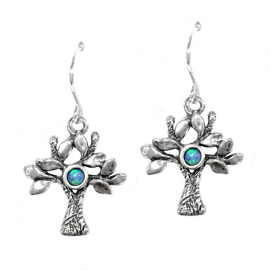 Tree of Life Earrings with Opal